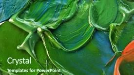  Presentation with oil - Amazing slides having green oil painting close up backdrop and a forest green colored foreground