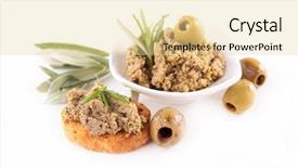  Presentation with olive green - Presentation design with green olive and tapenade background and a blonde colored foreground