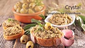  Presentation with olive green - Presentation enhanced with green olive and tapenade background and a coral colored foreground