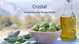  Presentation with olive green - Amazing presentation having green olives and olive oil backdrop and a  colored foreground
