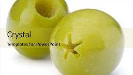  Presentation with white green - Presentation theme having green-olives-fruits-isolated background and a yellow colored foreground