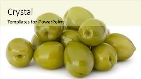  Presentation with white green - Slide deck enhanced with green olives fruits isolated background and a blonde colored foreground