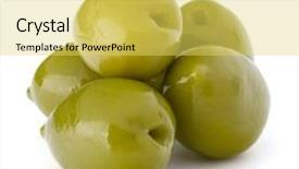  Presentation with white green - Amazing theme having green-olives-fruits-isolated backdrop and a yellow colored foreground