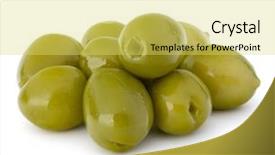  Presentation with olive green - Cool new theme with green olives fruits isolated backdrop and a yellow colored foreground
