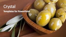  Presentation with olive branch - Cool new presentation design with green olives in a wooden backdrop and a tawny brown colored foreground