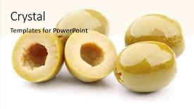  Presentation with olive green - Audience pleasing presentation theme consisting of green olives isolated on white backdrop and a blonde colored foreground