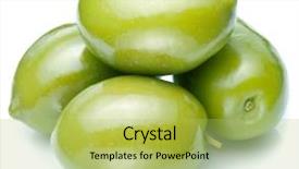  Presentation with white green - Presentation having green olives on a white background and a yellow colored foreground