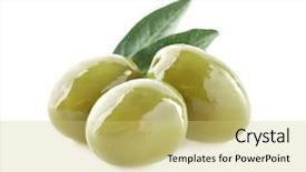  Presentation with olive green - PPT theme consisting of green olives on a white background and a yellow colored foreground