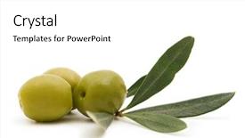  Presentation with shades of olive green - Colorful slide deck enhanced with green olives on white background backdrop and a white colored foreground