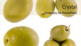  Presentation with olive green - Audience pleasing presentation design consisting of green olives set close up backdrop and a yellow colored foreground