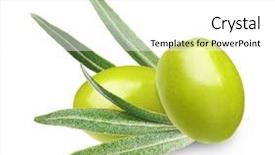  Presentation with olive green - Colorful slide set enhanced with green olives with leaves isolated backdrop and a white colored foreground