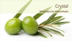  Presentation with olive green - Amazing slides having green olives with leaves isolated backdrop and a cream colored foreground