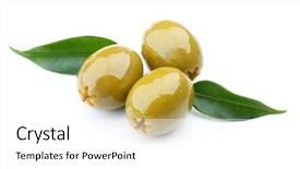  Presentation with green leaves - Beautiful slide set featuring green olives with leaves isolated backdrop and a white colored foreground