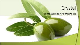  Presentation with olive green - Colorful slide deck enhanced with green olives with leaves backdrop and a soft green colored foreground