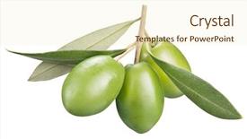  Presentation with olive green - Slide set consisting of green olives with leaves background and a soft green colored foreground
