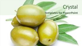  Presentation with olive green - Cool new presentation theme with green olives with olive leaves backdrop and a mint green colored foreground