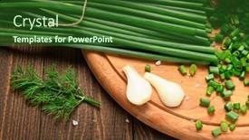  Presentation with green fresh food - Presentation theme having green-onion-on-a-dark background and a forest green colored foreground