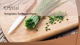  Presentation with onion - Slides having green-onion-on-the-wooden background and a lemonade colored foreground