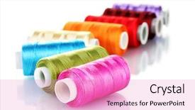 Presentation with thread - PPT theme consisting of green orange - bright bobbin thread isolated background and a coral colored foreground