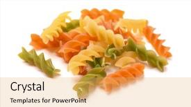  Presentation with pasta - Audience pleasing presentation theme consisting of green orange - raw colorful italian fusilli pasta backdrop and a yellow colored foreground