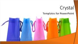  Presentation with paper bag vs plastic bags - Audience pleasing slides consisting of green orange - row with colorful shopping bags backdrop and a white colored foreground