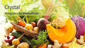  Presentation with green life - PPT theme enhanced with green orange - still life with autumn vegetables background and a yellow colored foreground