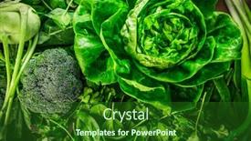  Presentation with green fresh food - Presentation design with green-organic-vegetables-and-dark background and a forest green colored foreground