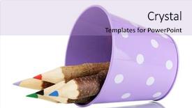  Presentation with purple green - Cool new presentation theme with green pail isolated on white backdrop and a light blue colored foreground