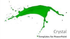  Presentation with splash - Amazing slide deck having green paint splash isolated on white background backdrop and a white colored foreground