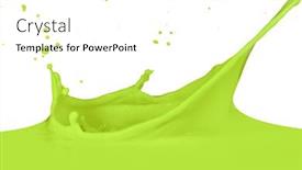  Presentation with white green - Cool new PPT theme with green-paint-splashing-on-white backdrop and a white colored foreground