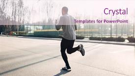  Presentation with health woman running female runner - Colorful theme enhanced with green park - runner in motion speed running backdrop and a pink colored foreground