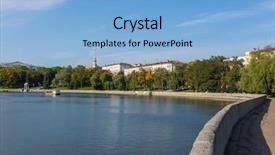  Presentation with green city - Audience pleasing slide deck consisting of green park in minsk backdrop and a light blue colored foreground