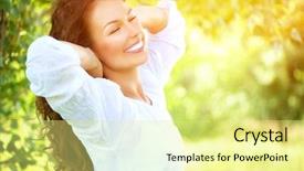  Presentation with beautiful nature - Colorful PPT theme enhanced with green park sunny day backdrop and a blonde colored foreground