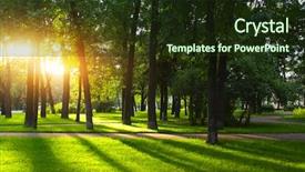  Presentation with green city - PPT layouts consisting of green park with lawn background and a tawny brown colored foreground