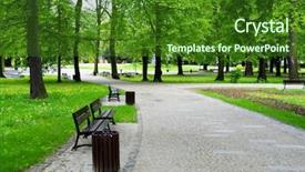  Presentation with green city - Slide deck with green park background and a  colored foreground