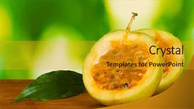  Presentation with passion fruit - PPT theme featuring green passion fruit on bright background and a gold colored foreground