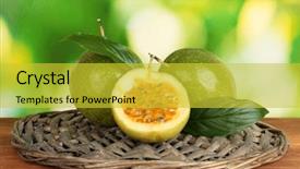 Presentation with passion fruit - Cool new PPT theme with green passion fruit on bright backdrop and a yellow colored foreground