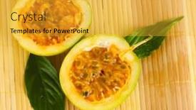  Presentation with passion fruit - Colorful presentation design enhanced with green-passion-fruit-on-straw backdrop and a yellow colored foreground