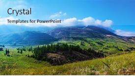  Presentation with pasture - Audience pleasing PPT theme consisting of green pasture valley in lebanon backdrop and a light blue colored foreground