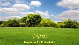  Presentation with beautiful green - Beautiful presentation theme featuring green pastures - beautiful spring landscape backdrop and a tawny brown colored foreground