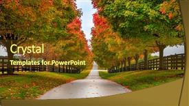  Presentation with fall - Presentation theme consisting of green pastures - fall alley background and a tawny brown colored foreground