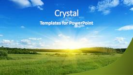  Presentation with sky sun - PPT theme consisting of green pastures - field of grass trees blue background and a  colored foreground