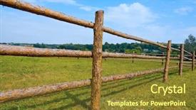  Presentation with pasture - PPT layouts having green pastures - wooden fence on pasture background and a tawny brown colored foreground