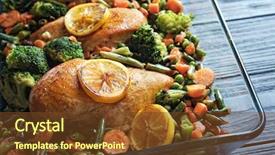  Presentation with indian food chicken curry dish - Amazing slide deck having green pea - delicious chicken breasts with lemon backdrop and a tawny brown colored foreground