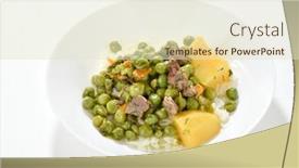  Presentation with meat food - Presentation design featuring green-pea-with-minced-meat background and a lemonade colored foreground