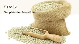  Presentation with bag - Theme with green peas in a burlap background and a blonde colored foreground