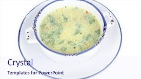  Presentation with white marble plate marble - Colorful PPT layouts enhanced with green pease - soup in plate isolated backdrop and a  colored foreground