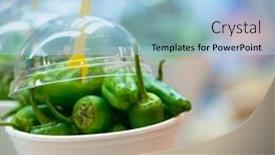  Presentation with peppers - PPT theme consisting of green-peppers-at-the-boqueria background and a light blue colored foreground