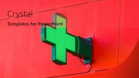  Presentation with light sign - Presentation theme consisting of green-pharmacy-led-light-sign background and a red colored foreground