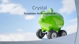  Presentation with piggy bank - PPT theme with green-piggy-bank-money-box background and a light blue colored foreground